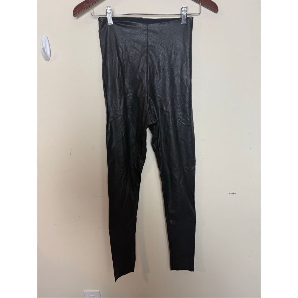 Commando Faux Leather Leggings Black Size Medium High Rise Shiny Sleek Minimalis